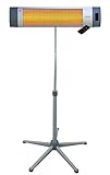 NORVECO Elektrischer Infrarot-Heizstrahler mit Standfuß und Fernbedienung | 1800 Watt, IP44, Timer | Standfuss Infrarotheizung Terrasse, Heizstrahler Terrasse Heater | Outdoor, Wintergarten