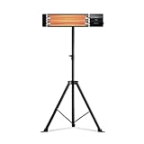 MAXOAK Infrarot Heizstrahler 800-3200W, 4 Wärmestufen Infrarot-Raumheizung mit 24H Timer Menschlicher Körpersensor, 3s Sofortige Heizung Kippschutz Überhitzungsschutz für draußen drinnen