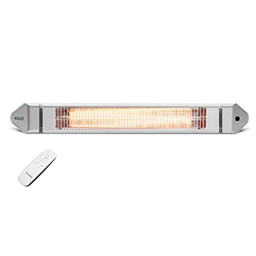VASNER Teras 25 Infrarot Heizstrahler – elektrischer Infrarotstrahler für die Terrasse 2500 Watt & 4 Heizstufen inkl. Fernbedienung für Wand- und Deckenmontage geeignet Aluminium IP65 (Silber)