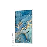 BR Bringer Bild Infrarotheizung mit Rahmen - Bildheizung mit UV Druck - 60x100x1,8cm - Fluid Art Marmor Optik, blau
