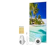 BR Bringer Bild Infrarotheizung mit Rahmen - Bildheizung mit UV Druck - 60x120x1,8cm - Palmenstrand, Malediven