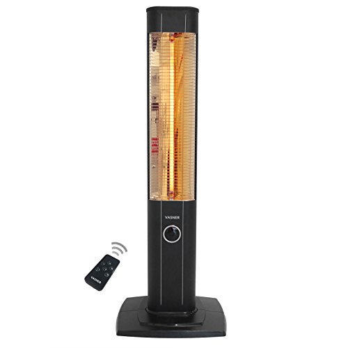 VASNER StandLine 23R – Infrarot Stand-Heizstrahler 2300 Watt 4 Stufen Dimmer Fernbedienung Infrarotstrahler elektrisch Standgerät für wettergeschützte Außenbereiche (Schwarz)