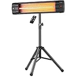 Heizstrahler | Terrassenstrahler | Heizgerät | Infrarotstrahler | Karbonstrahler | 2500 Watt | Display | Karbonlampe | 24h Timer | Fernbedienung | Spritzwasser geschützt | Überhitzungsschutz…