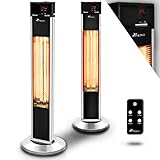 TRESKO Infrarot Stand-Heizstrahler 2000W mit Fernbedienung | Wärmestrahler Terrasse elektrisch mit 3 Heizstufen | Terrassenstrahler Innen & Außen | Infrarotstrahler mit LED-Anzeige
