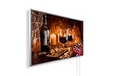 Infrarotheizung mit Bild – Bildmotiv – TÜV/GS - 800 Watt Bildheizung - Weißer Rahmen (170. Wein & Käse)