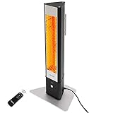 VASNER HeatTower Mini – Stand-Heizstrahler 1500 W, Infrarotstrahler mit Standfuß, Fernbedienung, IP65 Schutz für Außenbereich Terrasse, Terrassenstrahler elektrisch (Schwarz)