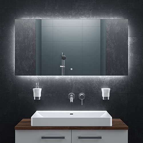 BR Bringer Infrarotheizung Spiegel 680 Watt - Spiegelheizung mit LED Beleuchtung, dimmbar - Antibeschlag Funktion - Touch-Sensor, 5 Jahre Garantie