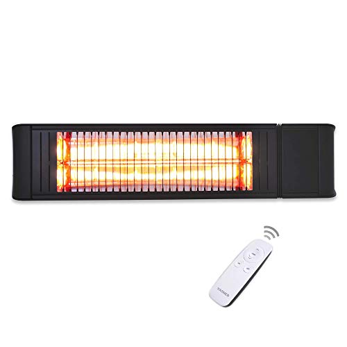 VASNER Teras X20 – Infrarot Heizstrahler 2000 Watt, 6 Heizstufen, abgerundetes Design, elektrischer Infrarotstrahler für Balkon & Terrasse, Outdoor IP65 Schutz & Fernbedienung (Schwarz)