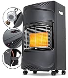 Heidenfeld Gasofen Inferno GH100 - 3 Jahre Garantie - 4200 Watt - Gasflaschen bis 15 Kg - 3 Stufen einstellbar - Heizstrahler - Gasdruckregler und Gasschlauch - Terassenheizer (Schwarz)