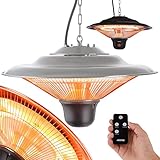 Arebos Deckenheizstrahler 1.500 W | Silber | inkl. Fernbedienung | Infrarotheizstrahler | Terrassenheizer | Zeltheizer | Terrassenstrahler