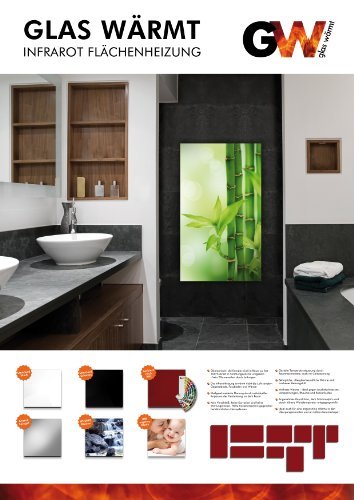 Infrarotheizung Infrarot 450 Watt Metall-Premium Weiss Glaswärmt Heizung