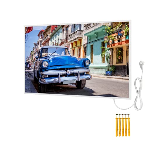 Bringer Bild Infrarotheizung mit Rahmen - Bildheizung mit UV Druck - 100x60x1,8cm - Havanna, Kuba